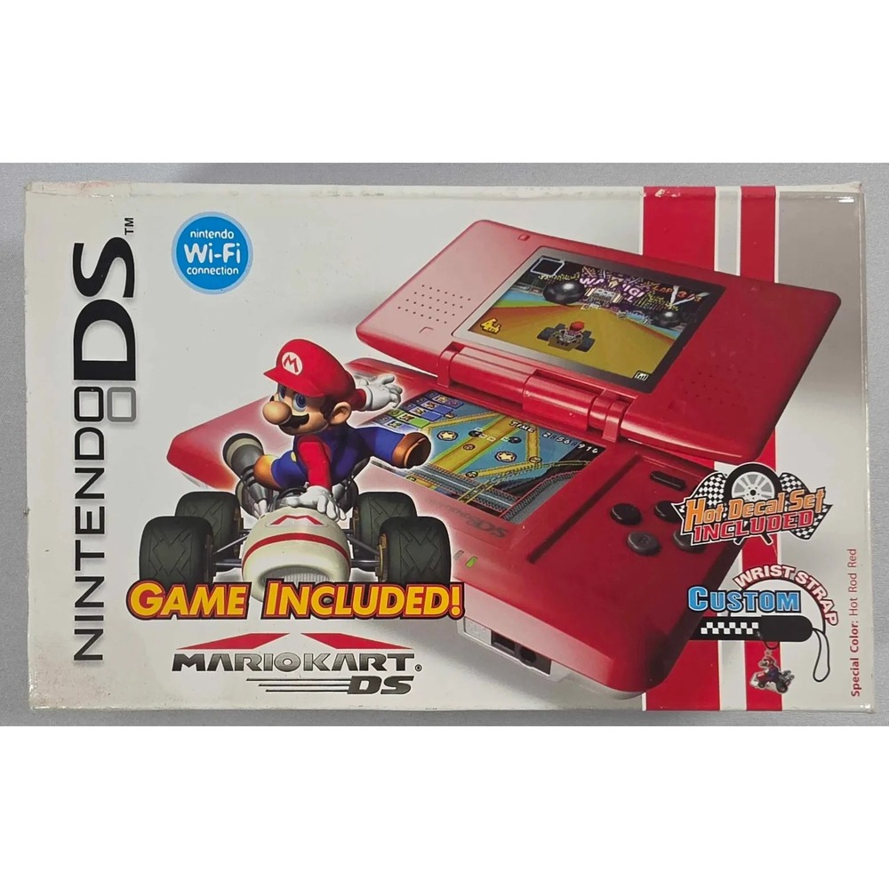 Nintendo DS Hot Rod Red Mario Kart Edition Bundle Pack - ONLY Box, Decals, Strap